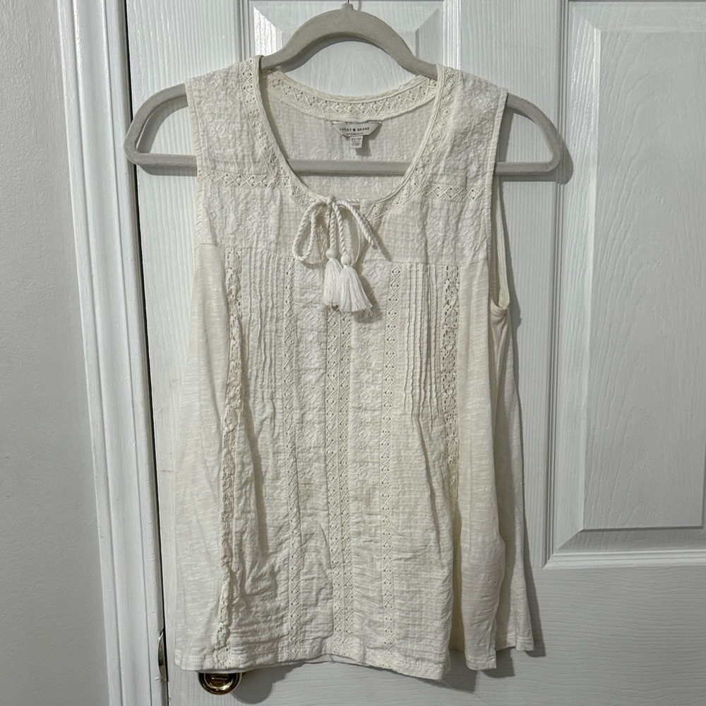 Lucky Brand Cream Lace Tank Top